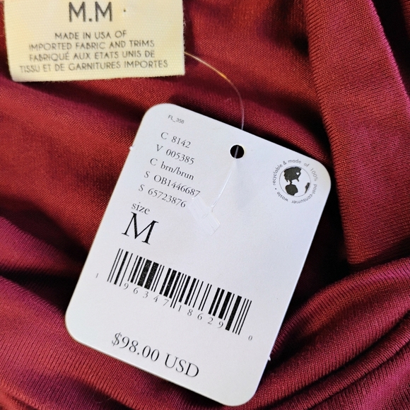 Free People Beach Long Sleeve Mock Neck Crop Top Burgundy Size Medium - Picture 6 of 11